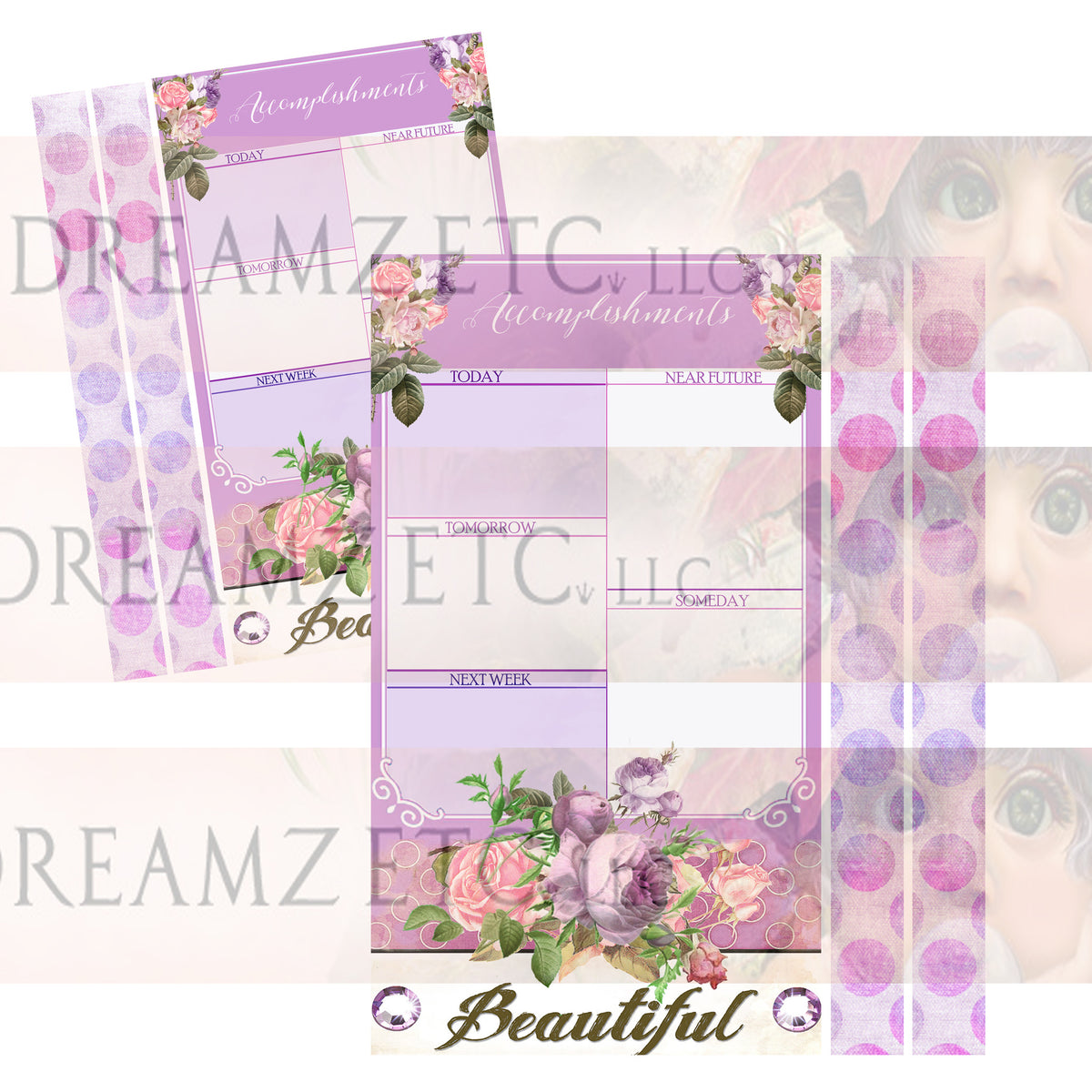 Floral Dreamz Planner/Journal - Accomplishment Sheets & Borders