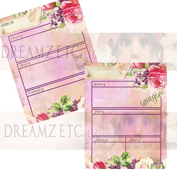 Floral Dreamz Planner - Week at a Glance - Printable