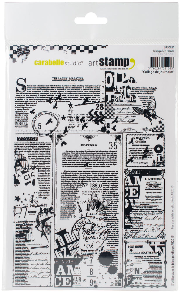 Carabelle Studio - "Cling Stamp A5 : "Collage de Journaux" Stamp *