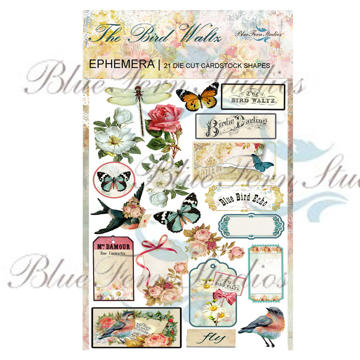 Blue Fern - Bird Waltz Ephemera - Bird Waltz Collection- by Jen Bishop