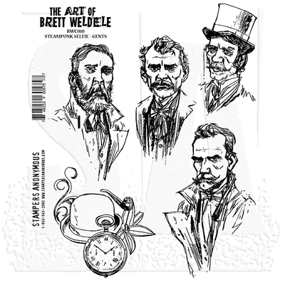 Steampunk Selfie - Gents - Cling Rubber Stamp Set - Brett Weldele