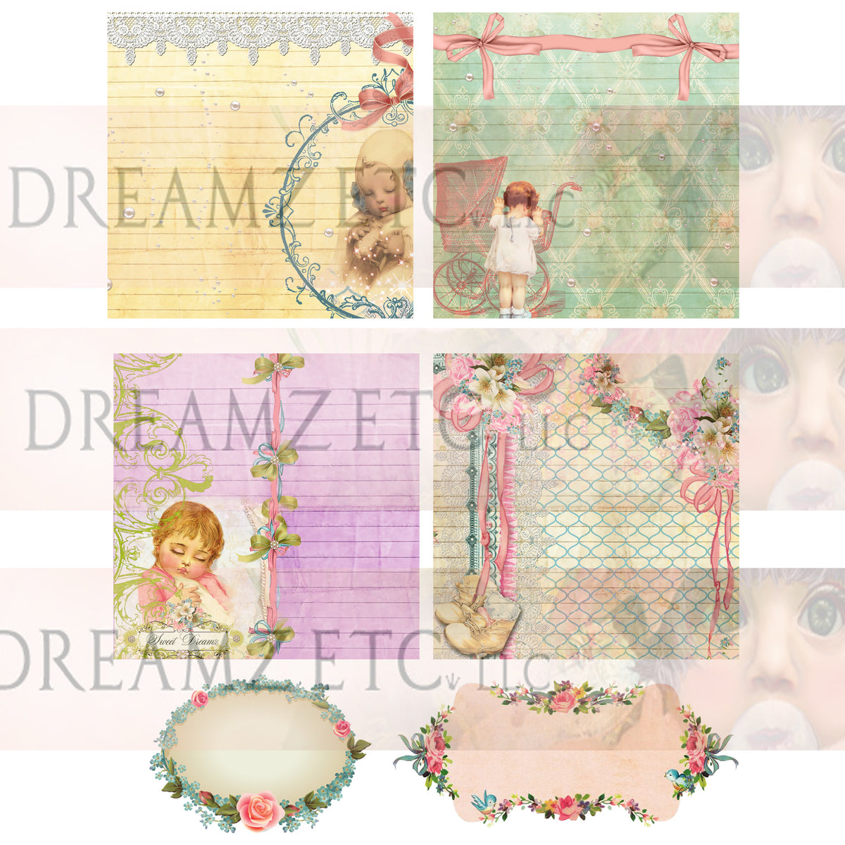 Bundle of Joy Digital Paper Collection - Digital Envelopes & Journal Cards