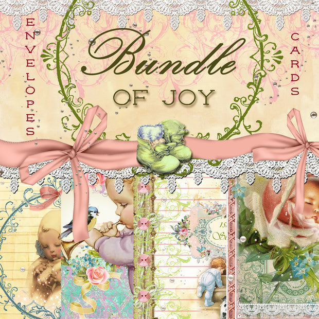 Bundle of Joy Digital Collection - Entire Collection - 10 Papers/Designs, 4 Envelopes w/cards,Tags, and Ephemera Sheet