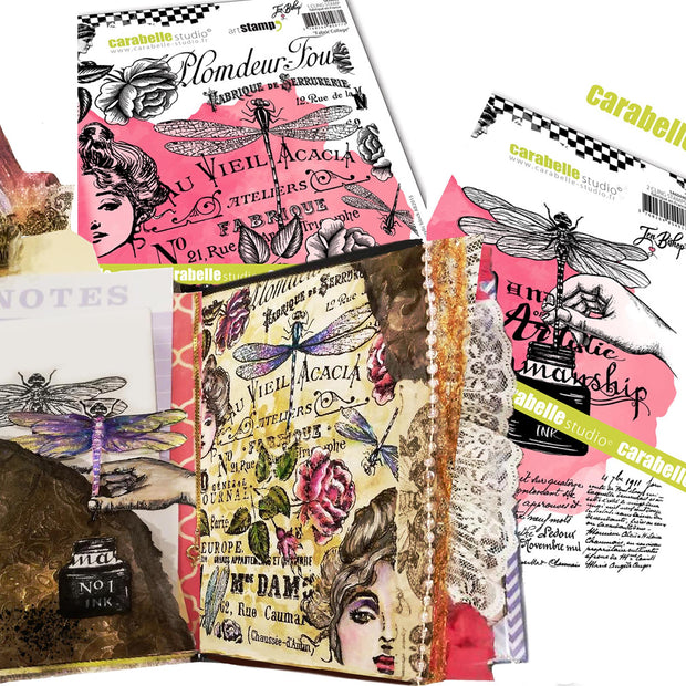 Carabelle Studio Cling Stamp A5 (Larger Size) - "Fabric Collage" - Jen Bishop *