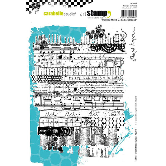 Carabelle Studio Cling Stamp A5 - "Stitched Mixed Media Background" By Birgit Koopsen *