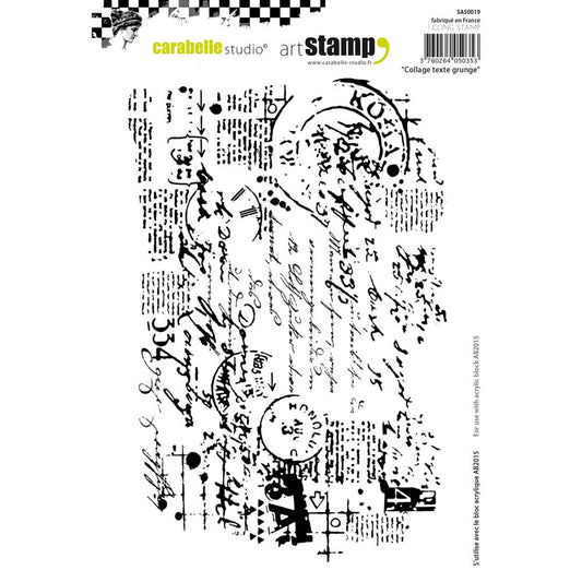 Carabelle Studio Cling Stamp A5 - Collage Grunge Text *