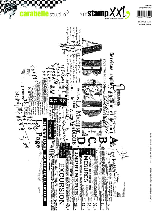 Carabelle Studio Cling Stamp XXL A4 - "Texture Texte"  *