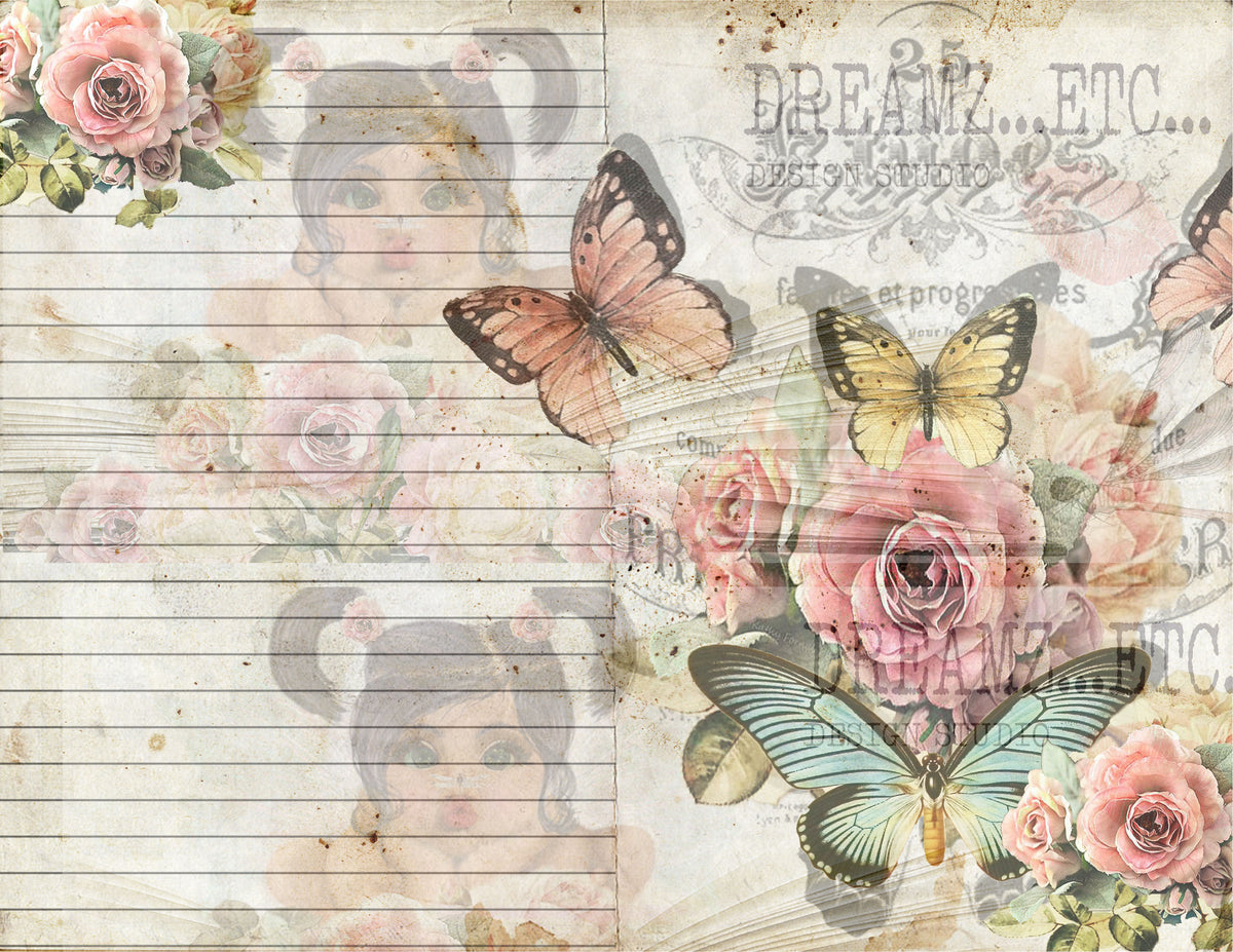 Collaged Rose - Digital Journal Kit - Bundle Pack