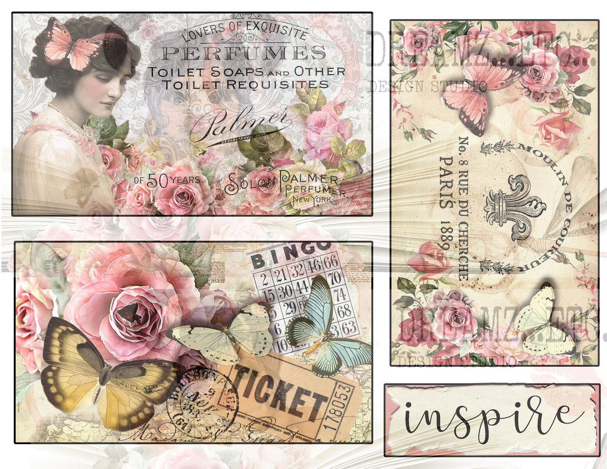 Collaged Rose - Digital Journal Kit - Bundle Pack