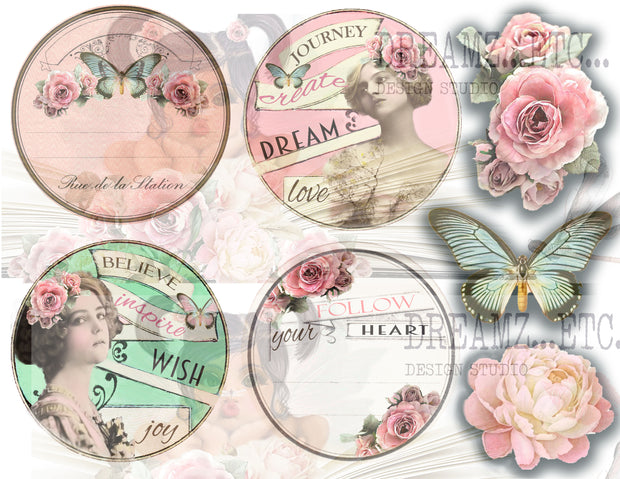 Collaged Rose - Digital Journal Kit - Bundle Pack