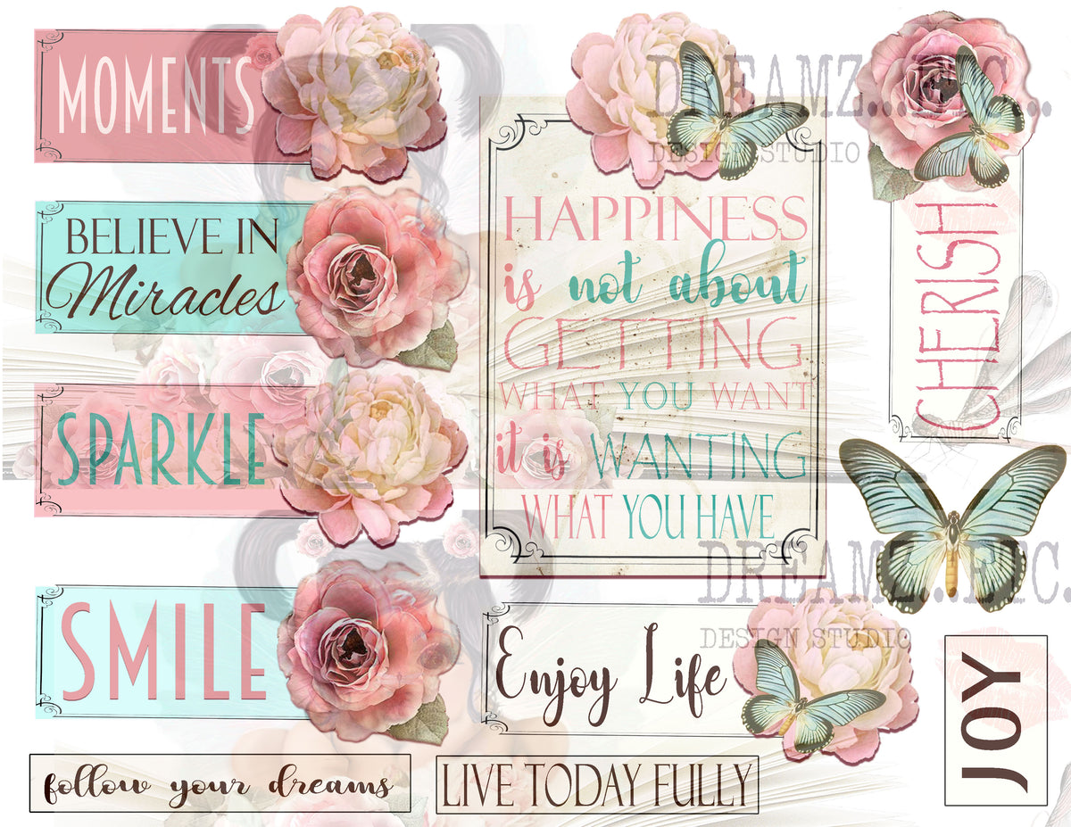 Collaged Rose - Digital Journal Kit - Bundle Pack
