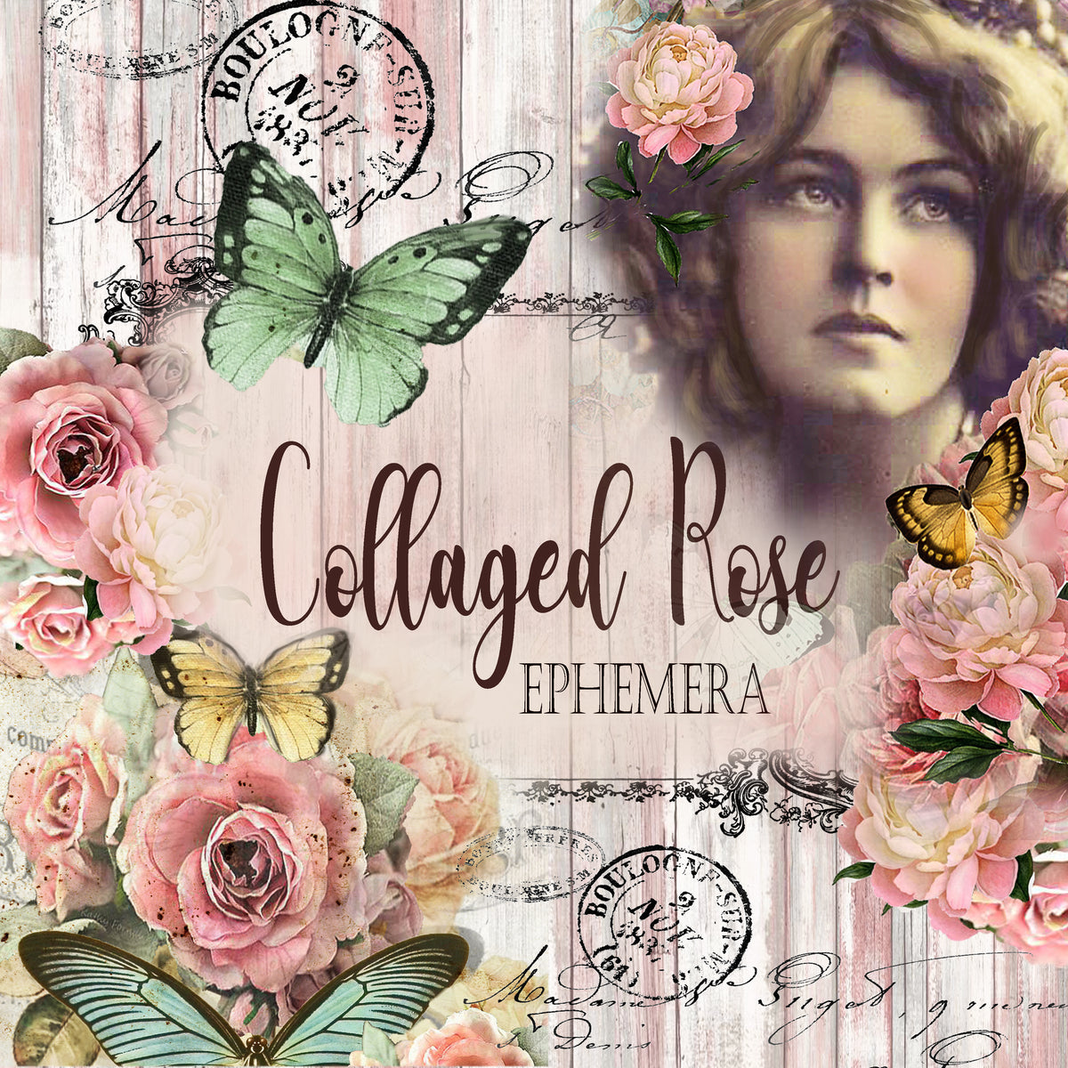 Collaged Rose - Digital Journal Kit - Bundle Pack