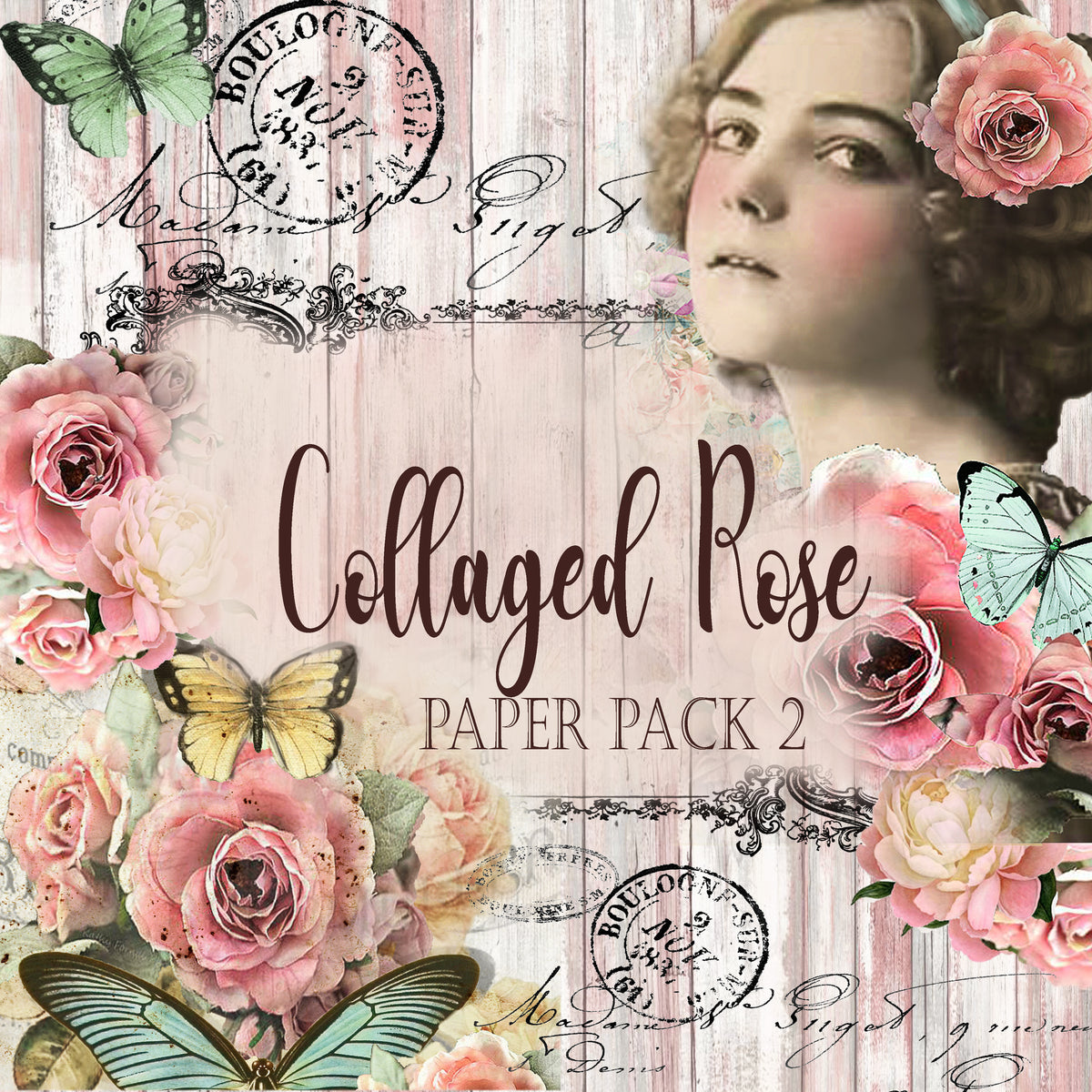 Collaged Rose - Digital Journal Kit - Bundle Pack