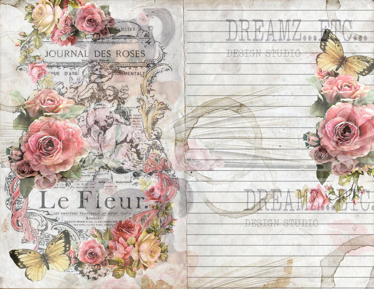 Collaged Rose - Digital Journal Kit - Bundle Pack