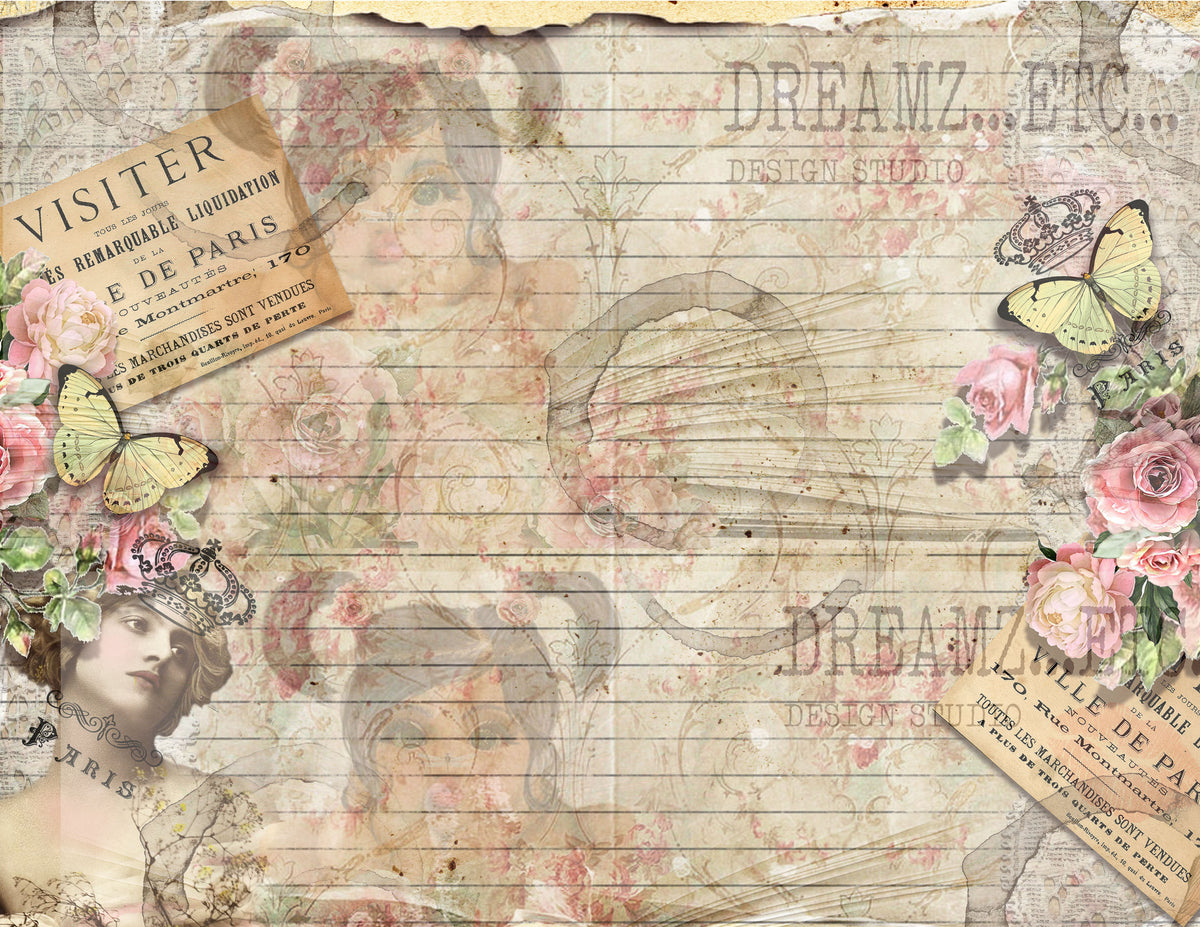 Collaged Rose - Digital Journal Kit - Bundle Pack