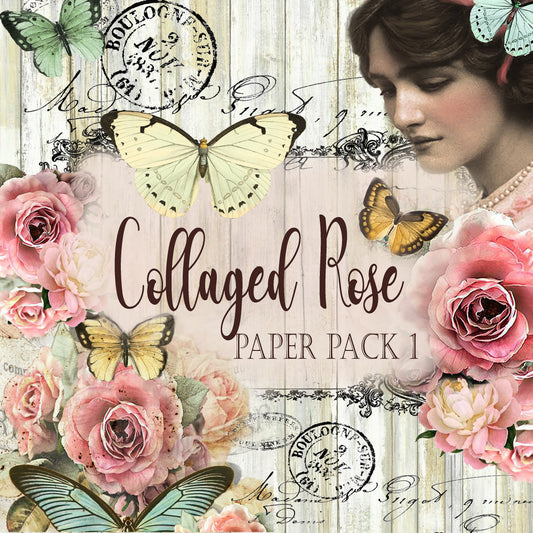 Collaged Rose - Digital Journal Kit - Bundle Pack