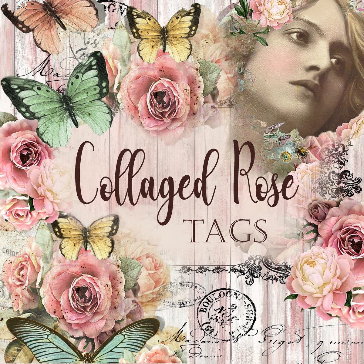 Collaged Rose - Digital Journal Kit - Bundle Pack