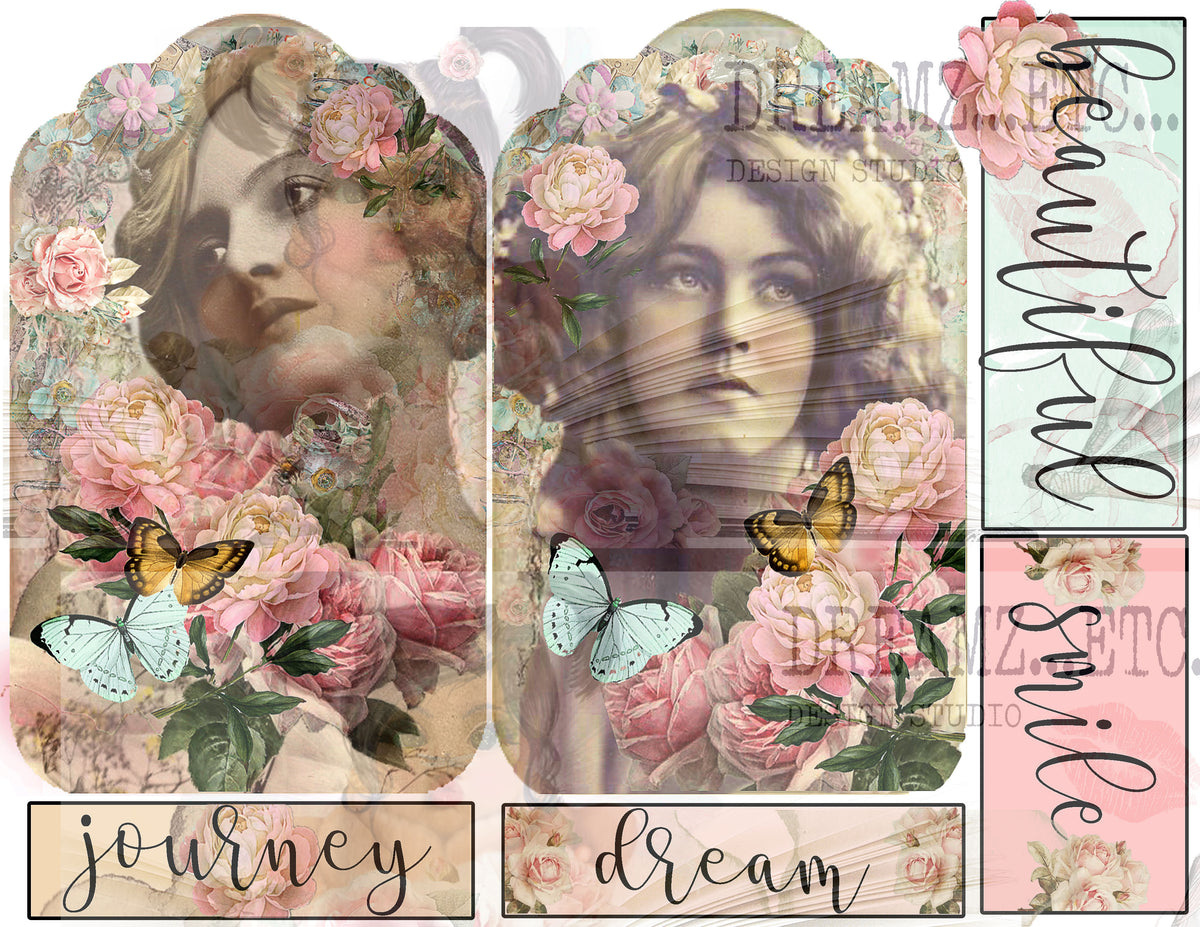Collaged Rose - Digital Journal Kit - Bundle Pack