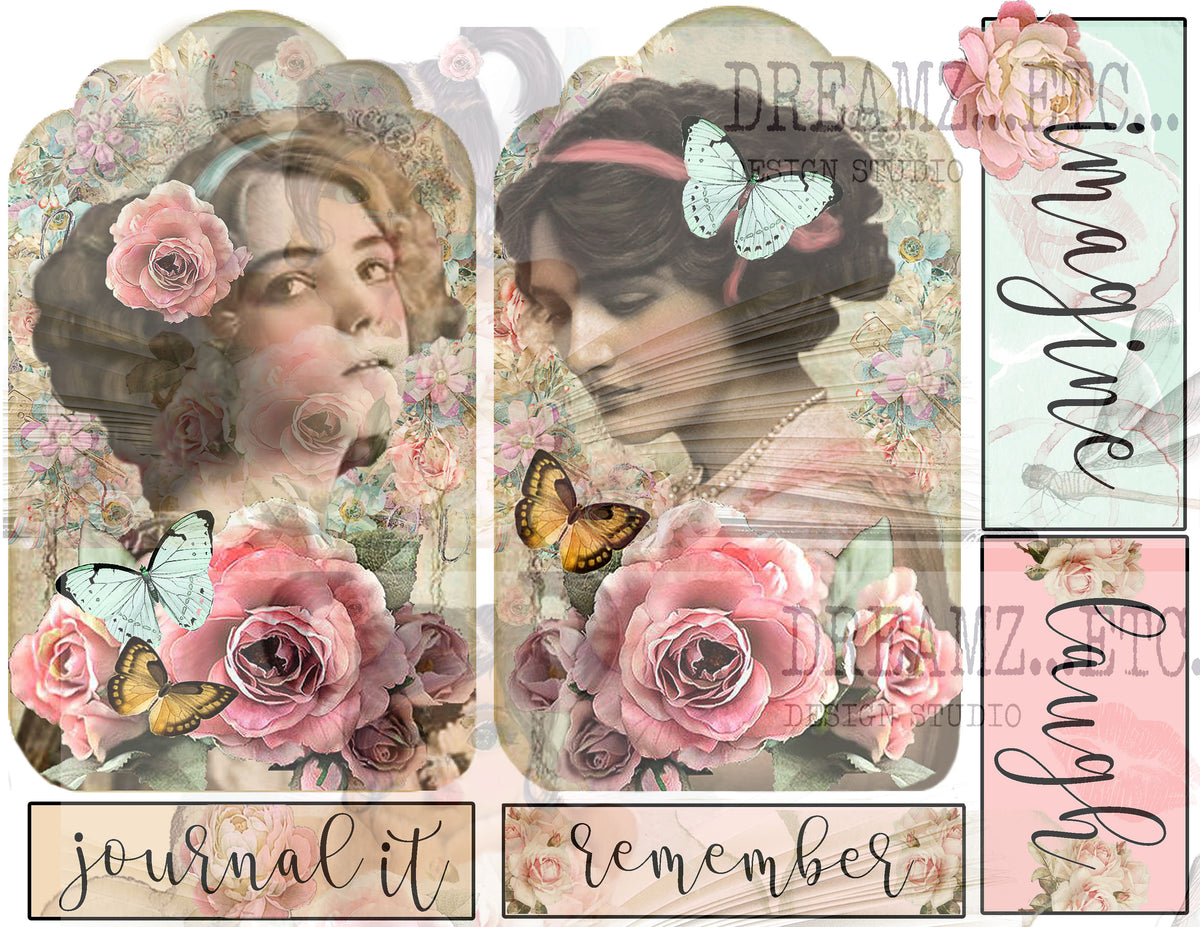Collaged Rose - Digital Journal Kit - Bundle Pack