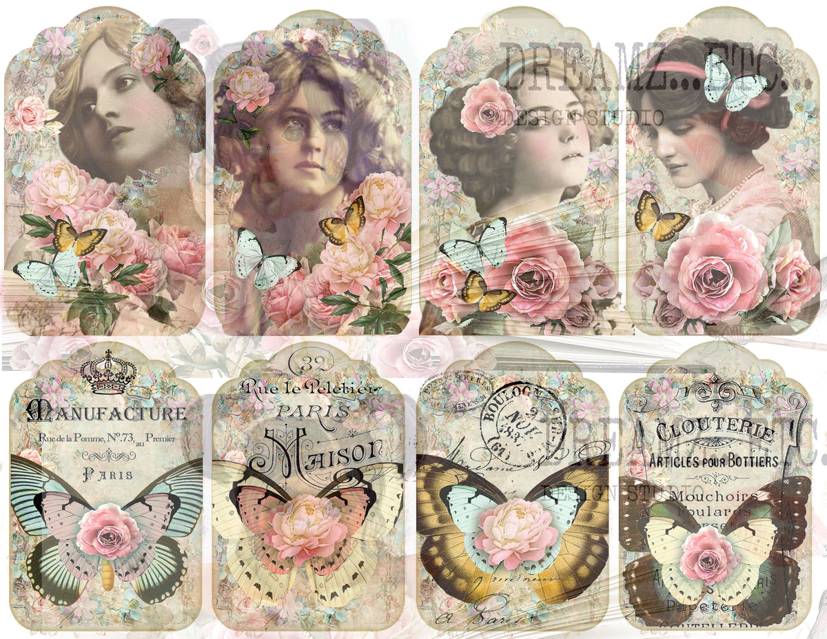 Collaged Rose - Digital Journal Kit - Bundle Pack