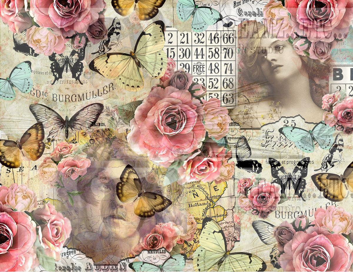 Collaged Rose - Digital Journal Kit - Bundle Pack