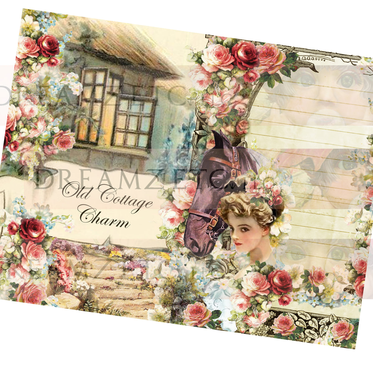 Cottage Rose Digital Paper Collection - 10 Papers/Designs