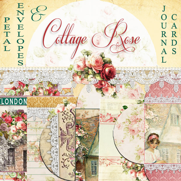 Cottage Rose Digital Collection - Entire Collection - 10 Papers/Designs, 4 Envelopes w/cards, 12 Tags, and Ephemera Sheet