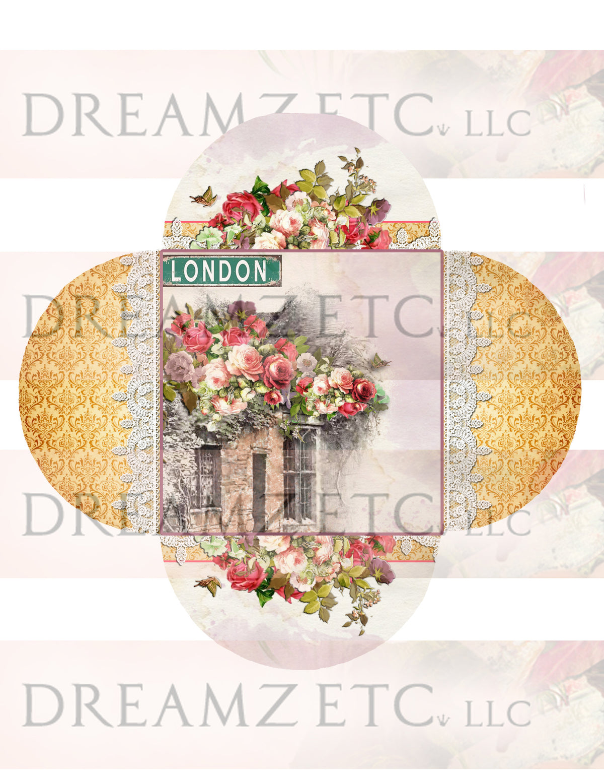 Cottage Rose Digital Paper Collection - Envelopes & Journal Cards