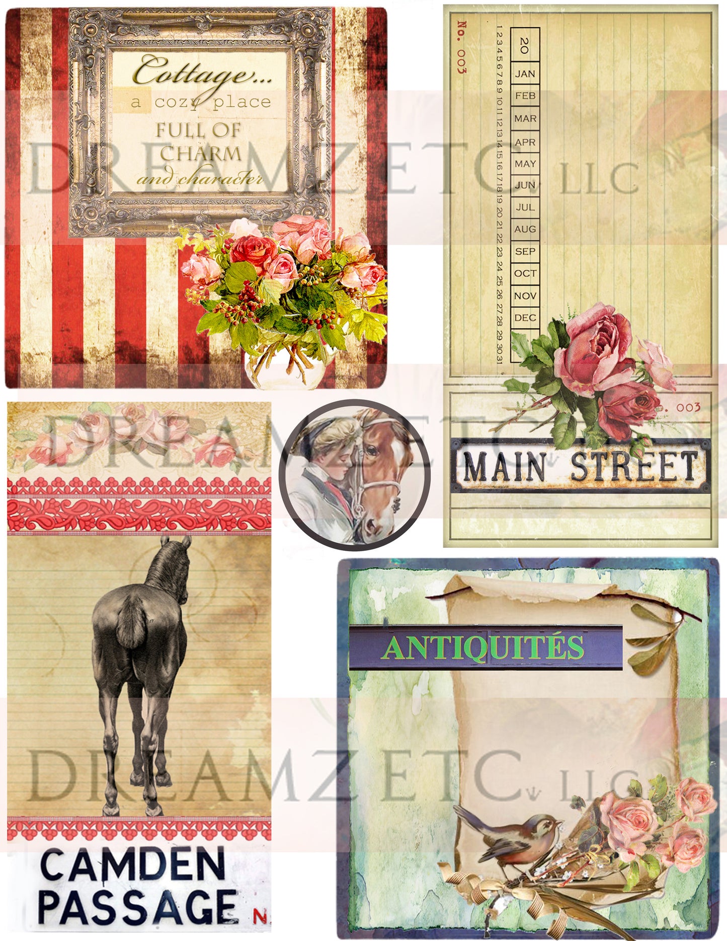 Cottage Rose Digital Paper Collection - Tags & Ephemera