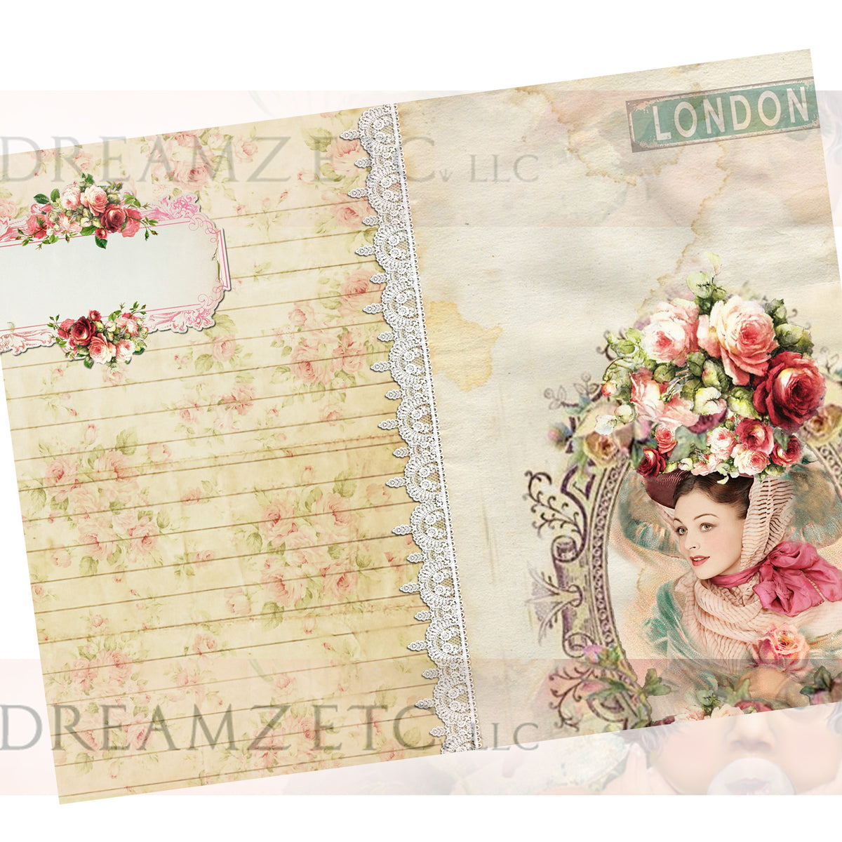 Cottage Rose Digital Paper Collection - 10 Papers/Designs