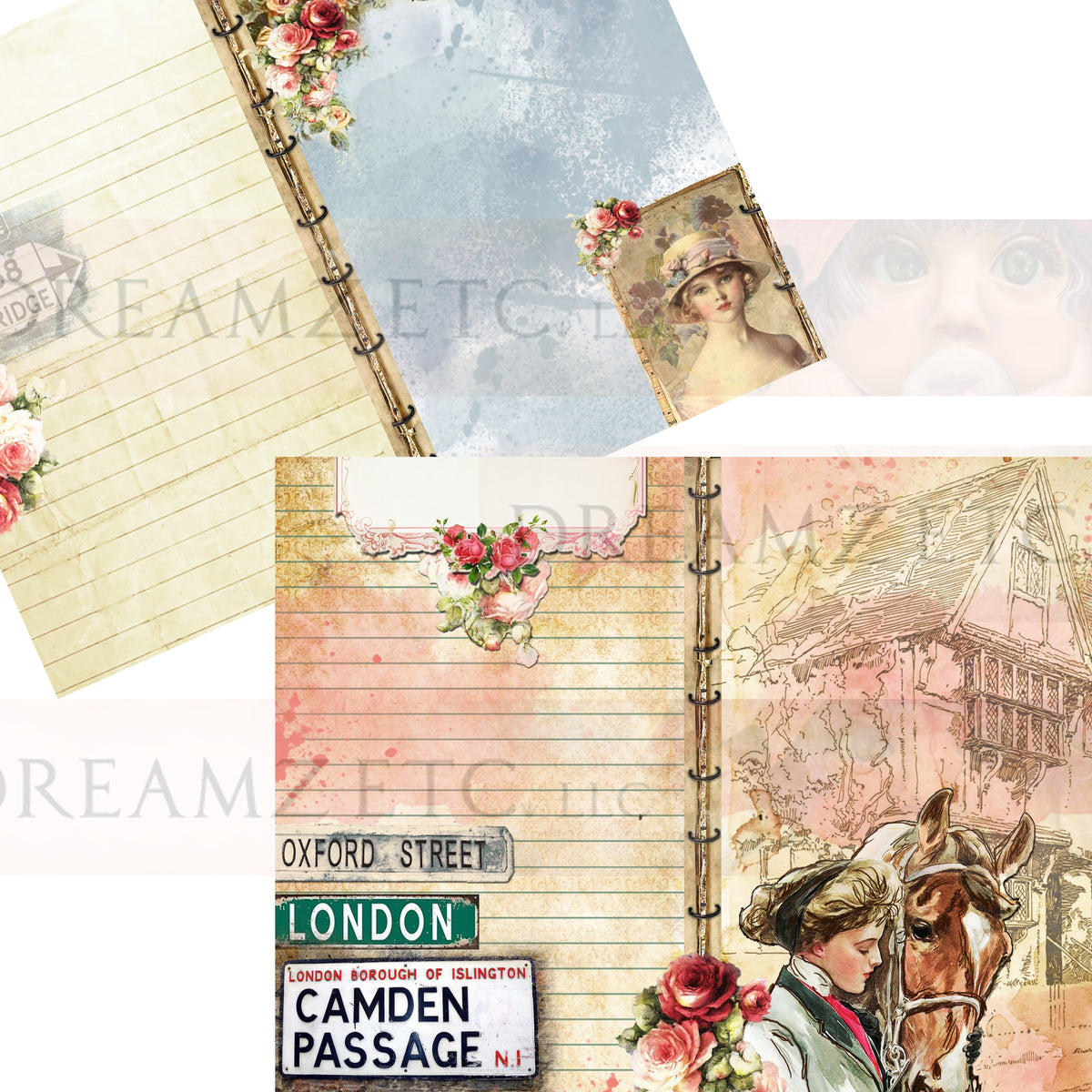 Cottage Rose Digital Paper Collection - 10 Papers/Designs