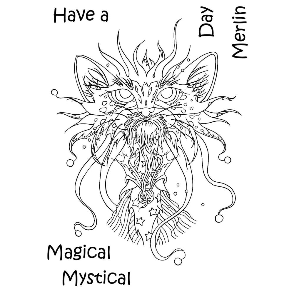 Crazy Cats - Mog Merlin - The Card Hut Clear Stamps 6"X4" By Linda Ravenscroft