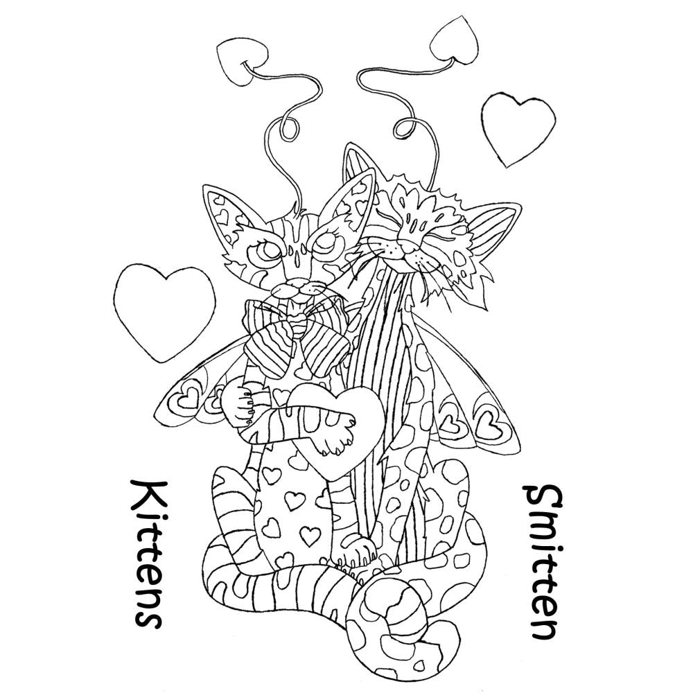 Crazy Cats - Smitten Kittens - The Card Hut Clear Stamps 6"X4" By Linda Ravenscroft