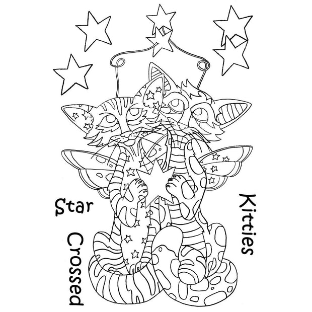 Crazy Cats - Starcrossed Kitties - The Card Hut Clear Stamps 6"X4" By Linda Ravenscroft