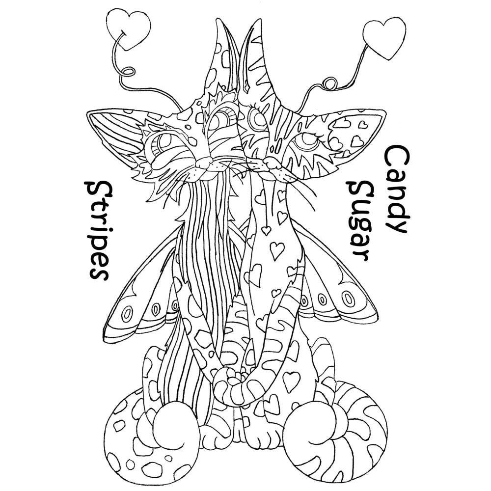 Crazy Cats - Sugar Candy - The Card Hut Clear Stamps 6"X4" By Linda Ravenscroft
