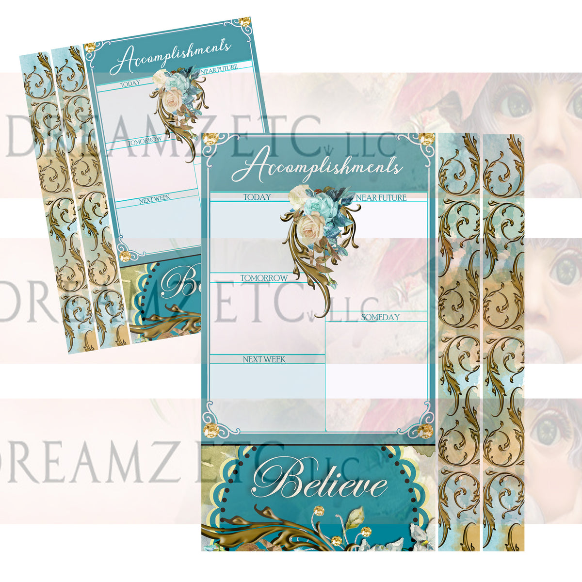 Floral Dreamz Planner/Journal - Accomplishment Sheets & Borders