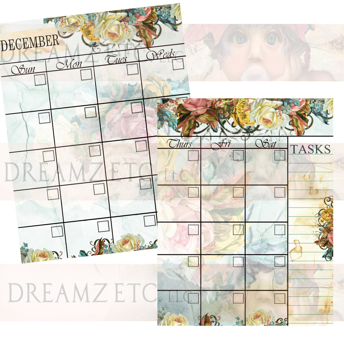 Floral Dreamz Planner Monthly Calendars