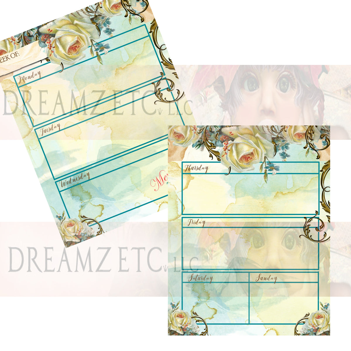 Floral Dreamz Planner - Week at a Glance - Printable