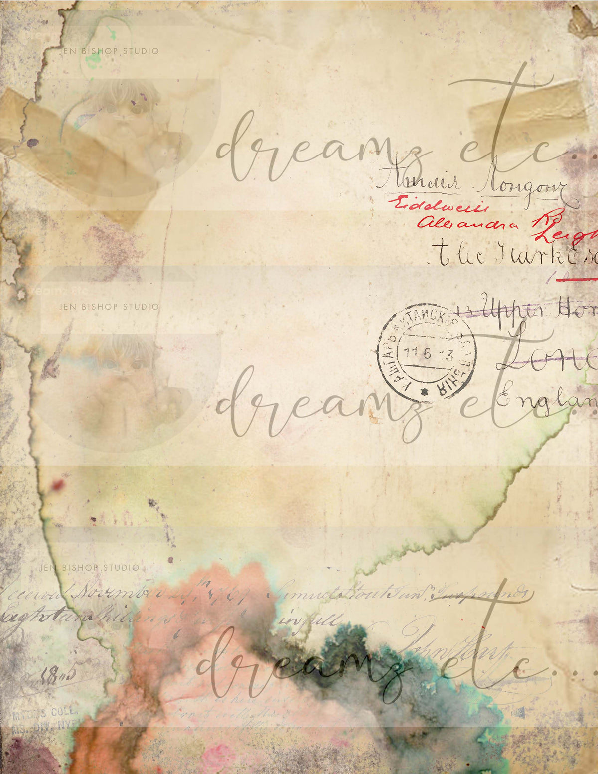 Vintage Stained Papers & Receipts (Bundle) - Digital
