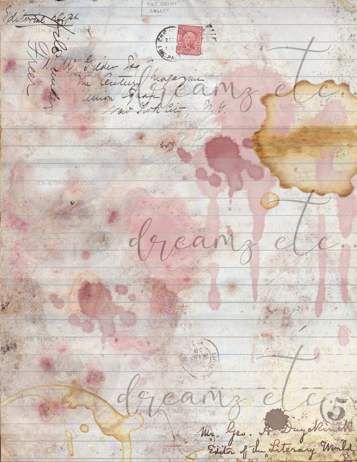 Vintage Stained Papers & Receipts (Bundle) - Digital