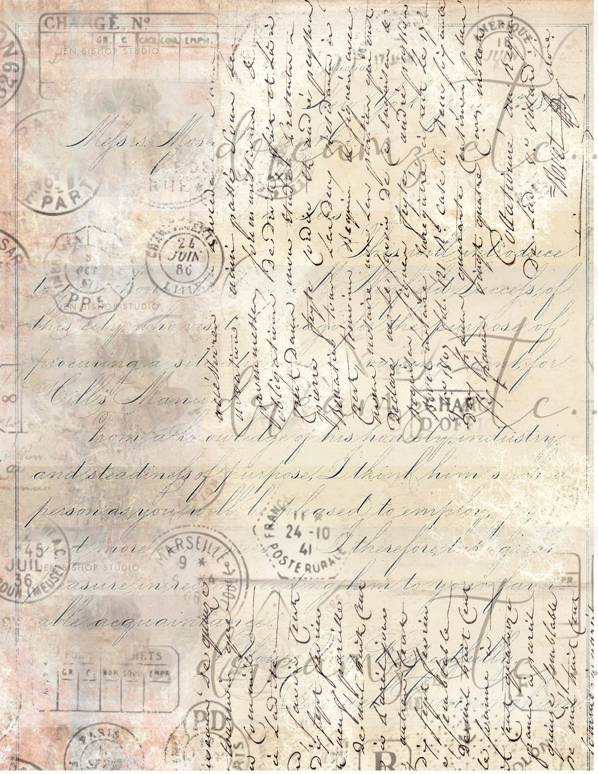 Vintage Stained Papers & Receipts (Bundle) - Digital