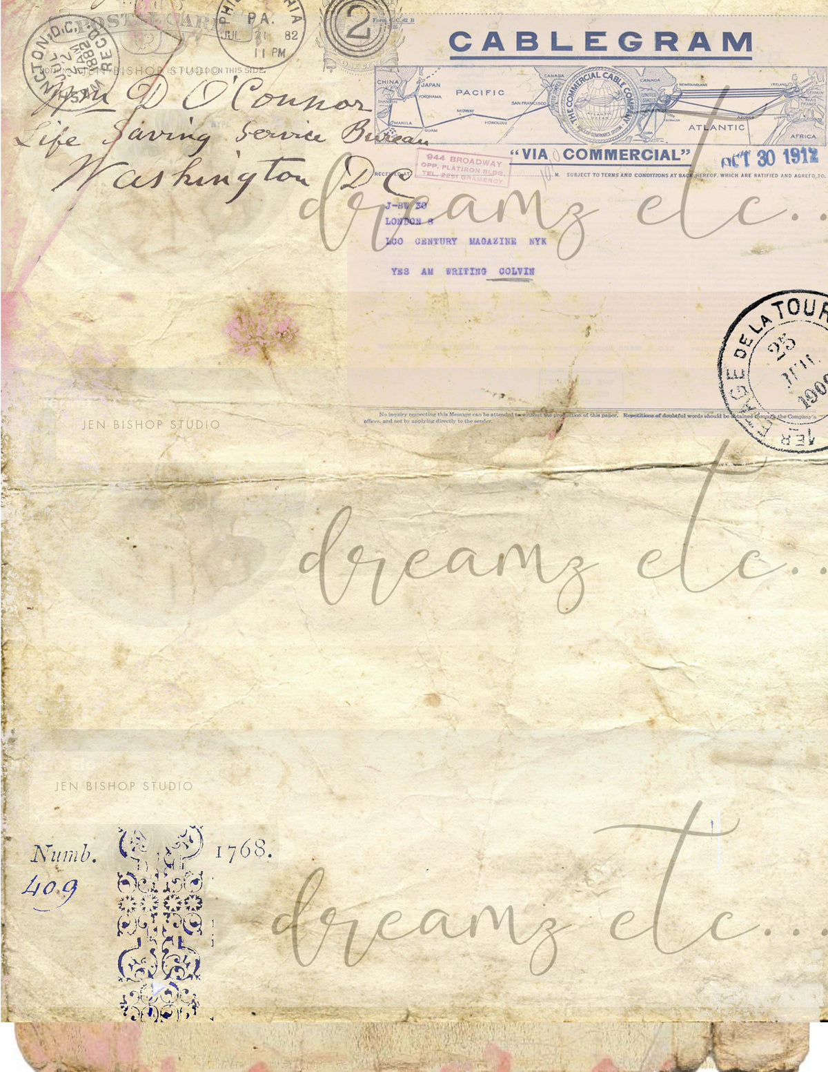 Vintage Stained Papers & Receipts (Bundle) - Digital