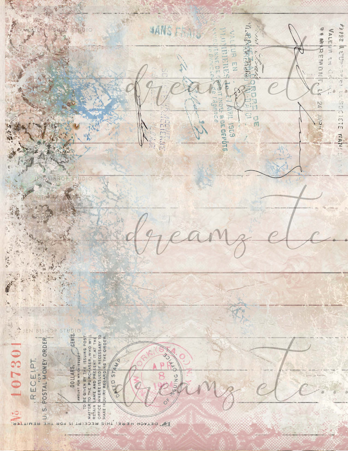 Vintage Stained Papers & Receipts (Bundle) - Digital