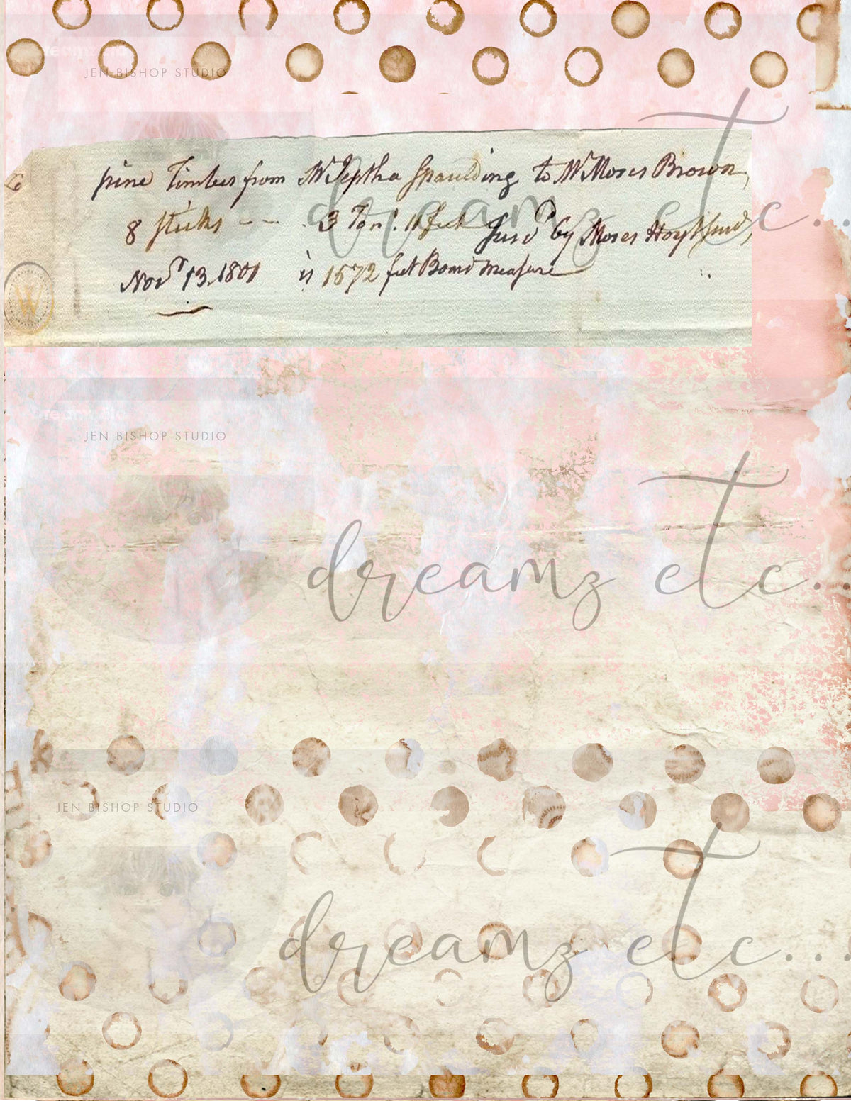 Vintage Stained Papers & Receipts (Bundle) - Digital