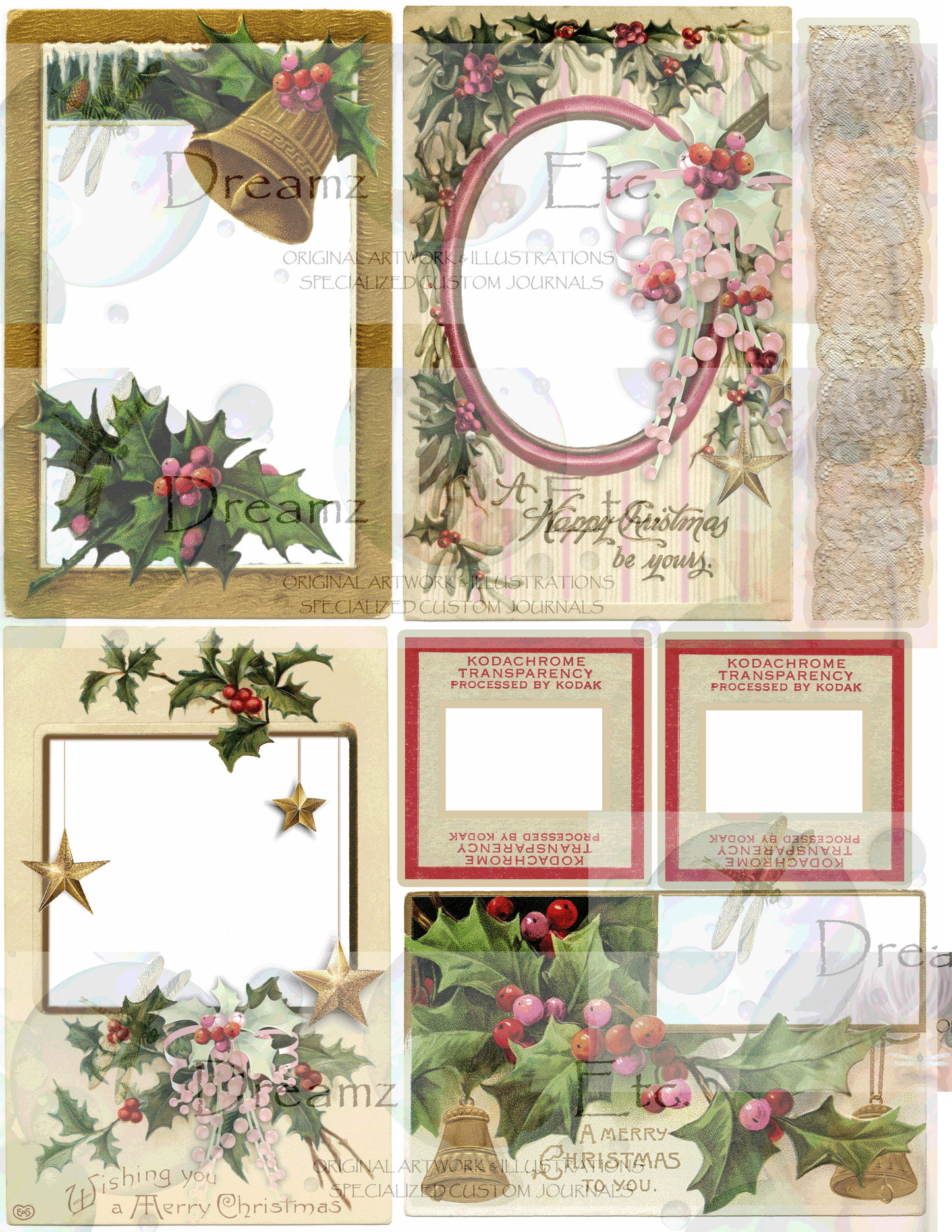 Eclectic Christmas - Digital Journal Kit - CABINET CARDS & FRAMES