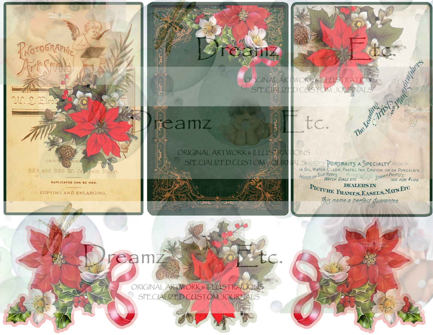 Eclectic Christmas - Digital Journal Kit - CABINET CARDS & FRAMES
