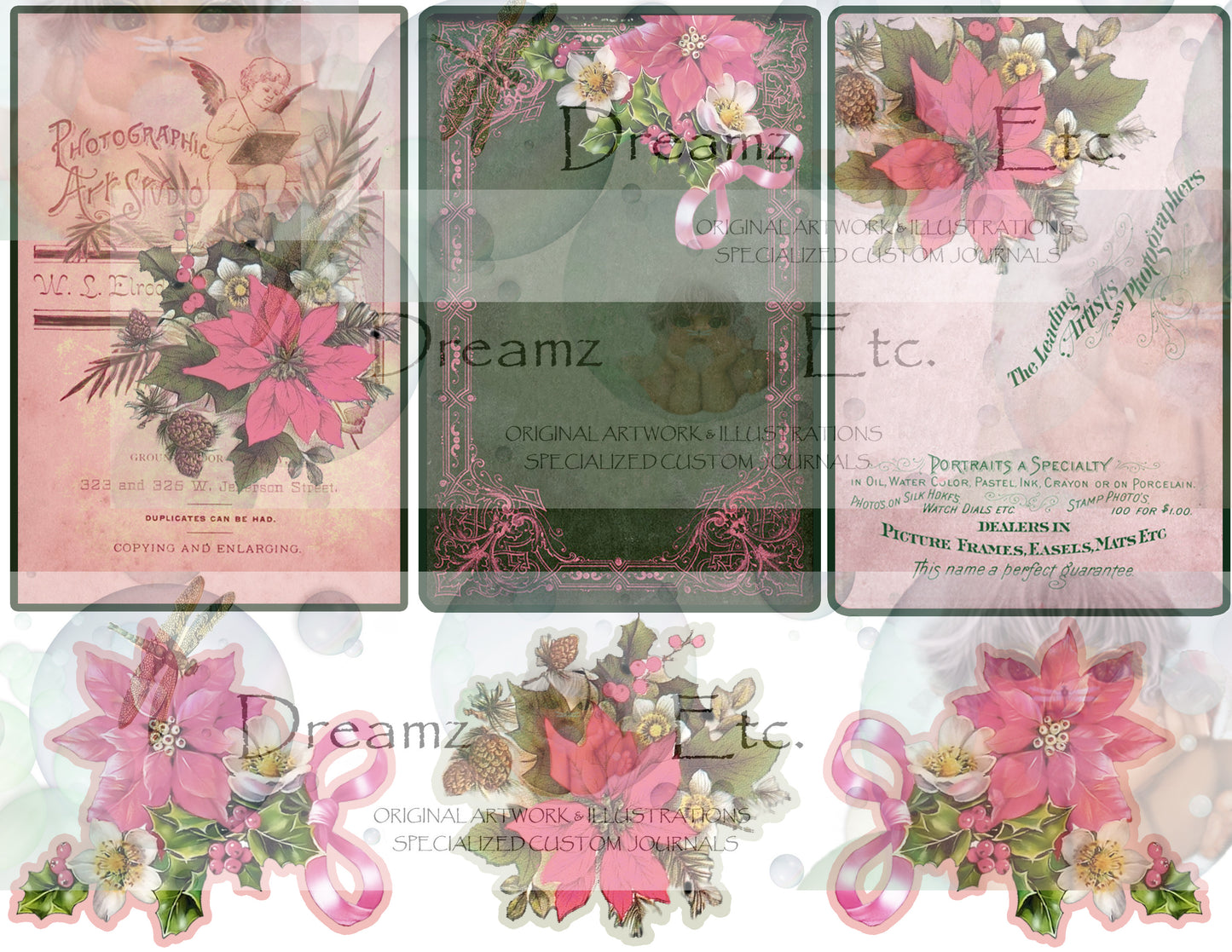 Eclectic Christmas - Digital Journal Kit - CABINET CARDS & FRAMES
