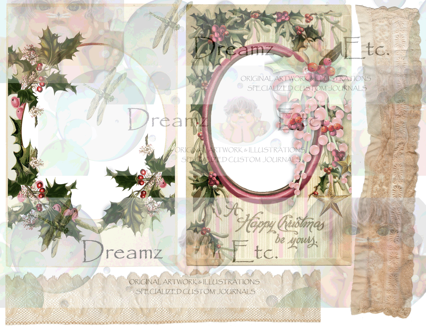 Eclectic Christmas - Digital Journal Kit - CABINET CARDS & FRAMES