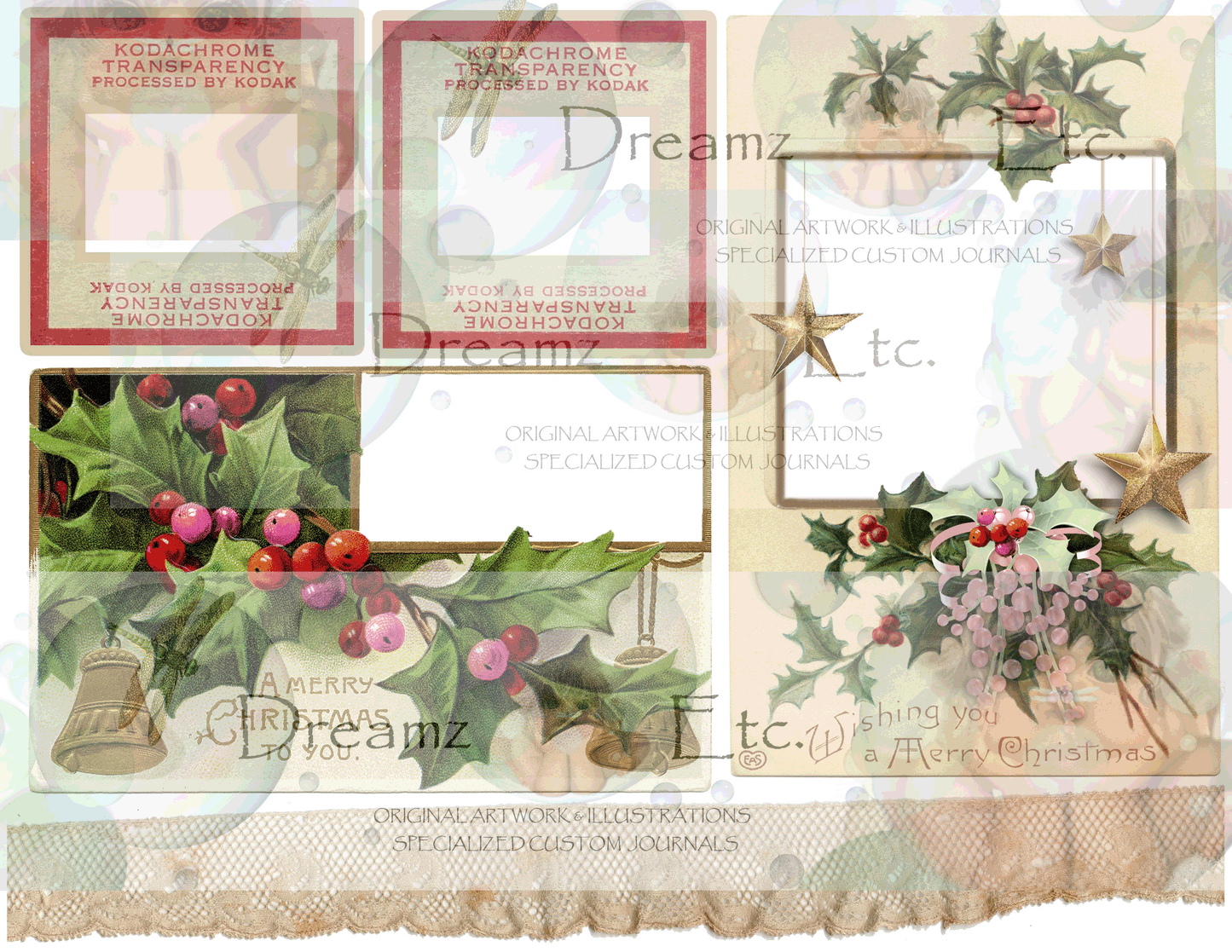 Eclectic Christmas - Digital Journal Kit - CABINET CARDS & FRAMES