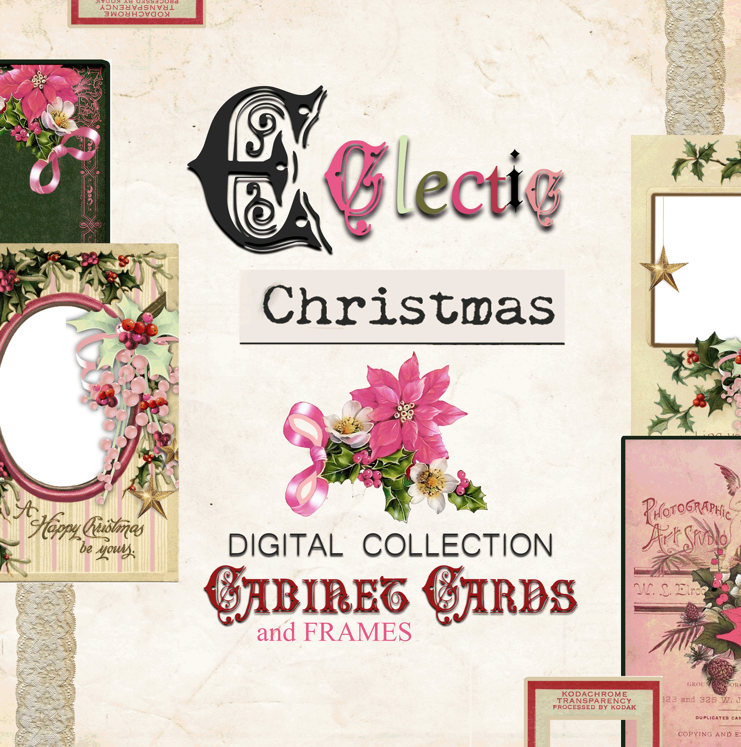 Eclectic Christmas - Digital Journal Kit - CABINET CARDS & FRAMES